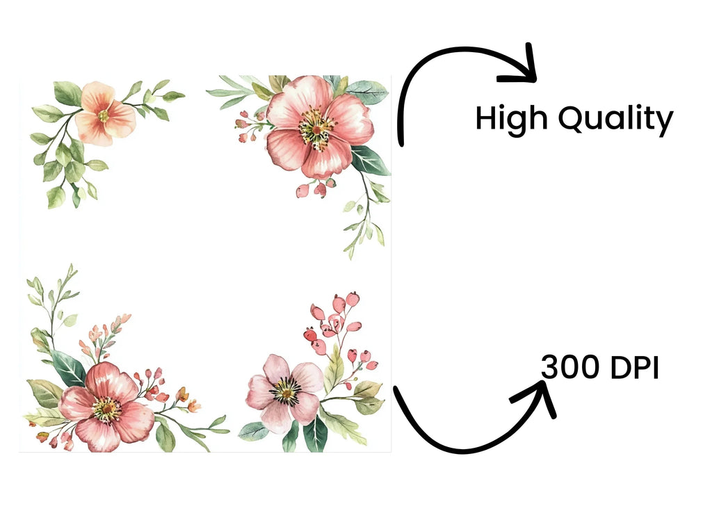 Elegant Floral Corner Frames Clipart Bundle