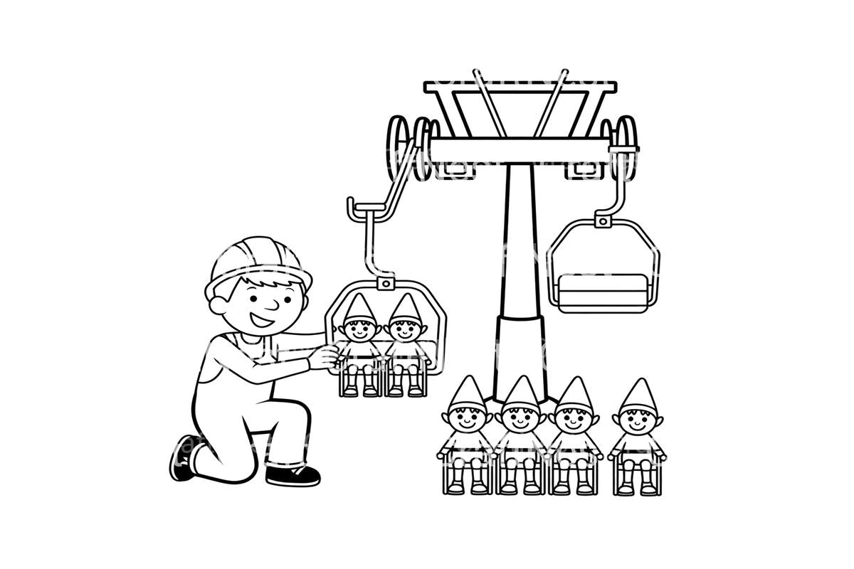 Christmas Elves Ski Lift Coloring Books