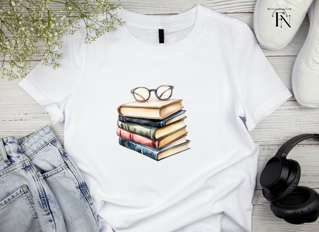 Stack of Books with Glasses Clipart Bundle