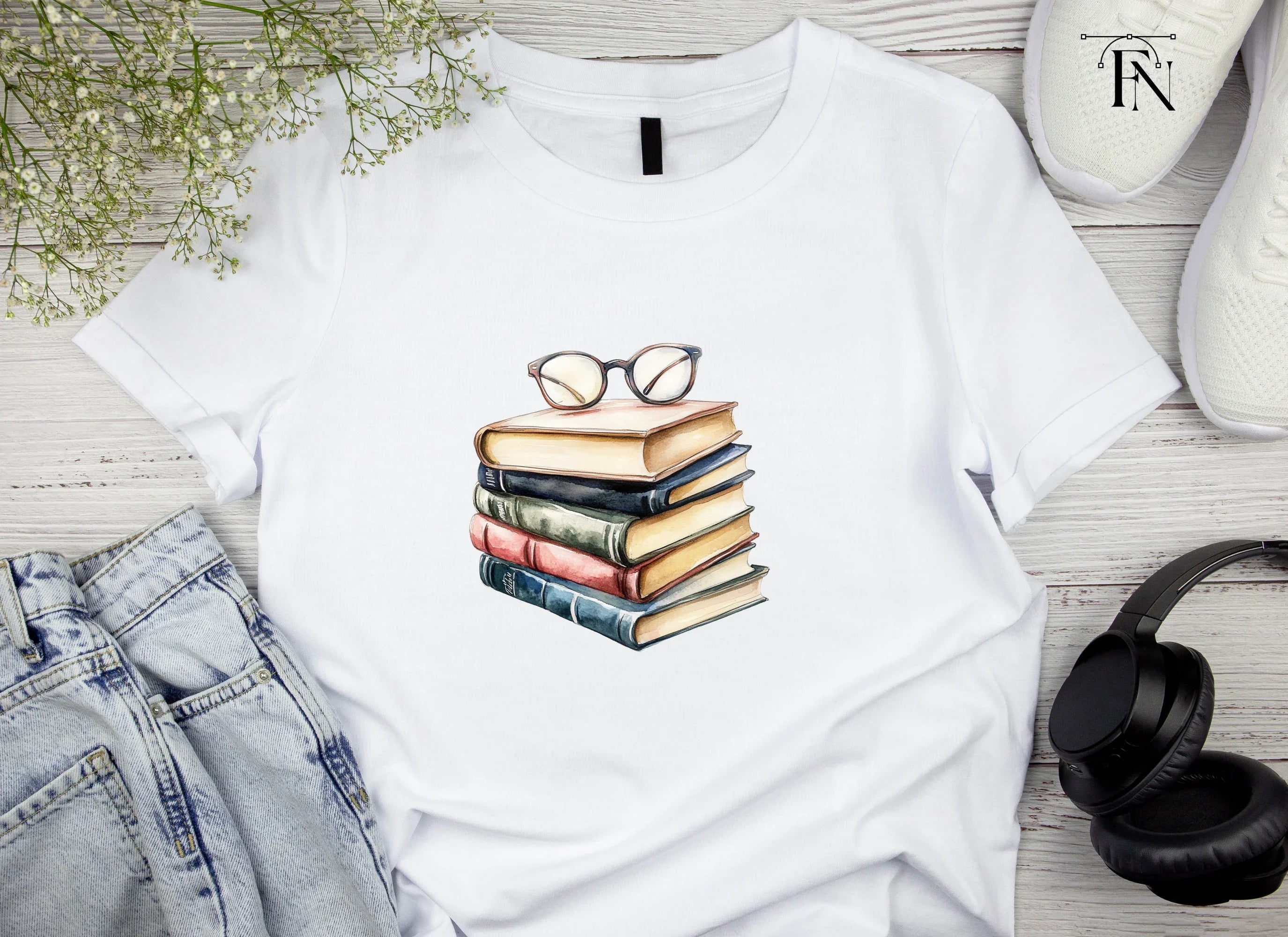 Stack of Books with Glasses Clipart Bundle