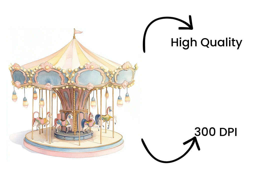 Vintage Carousel Clipart Bundle