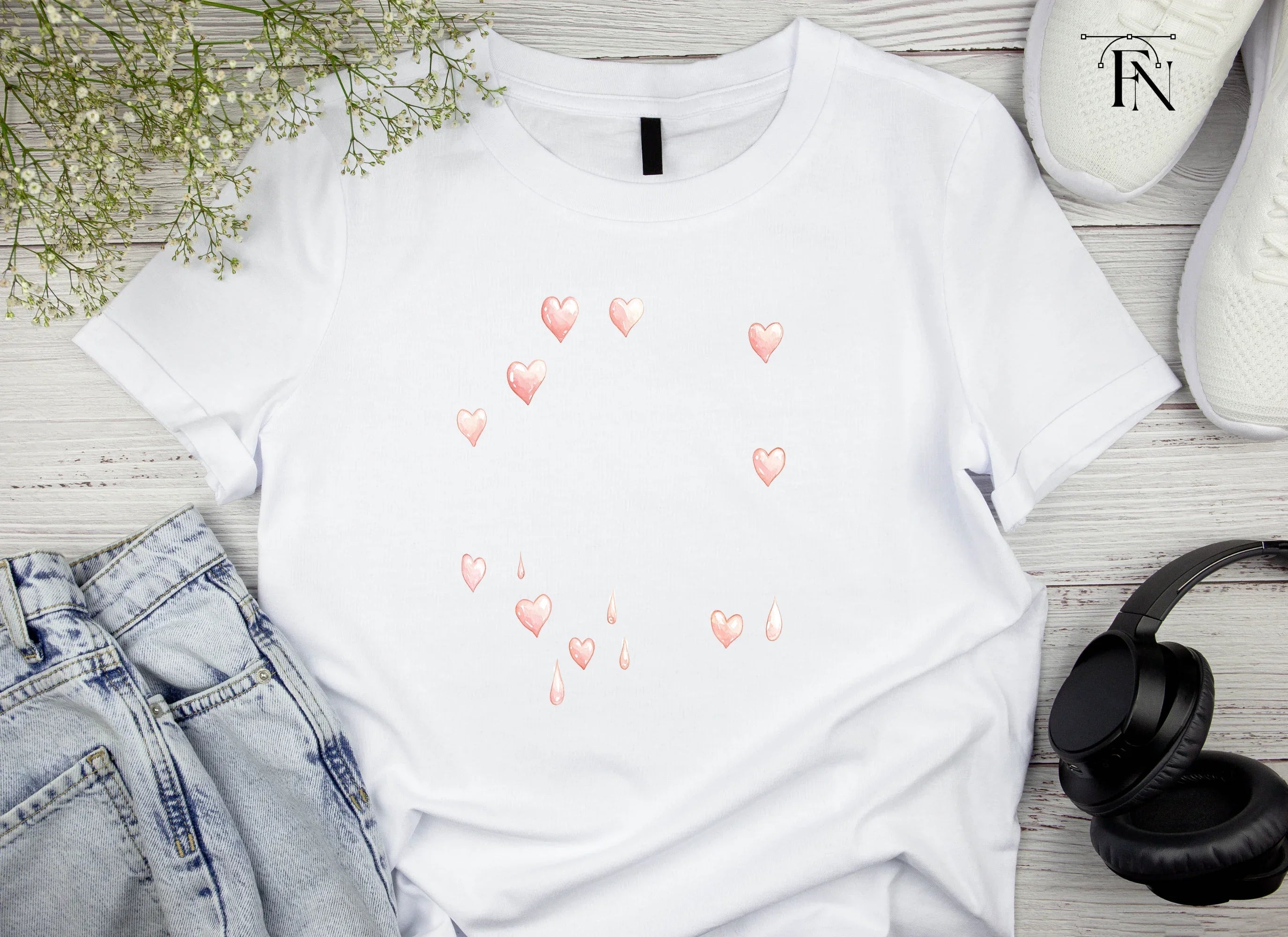 Pink Hearts Clipart Bundle