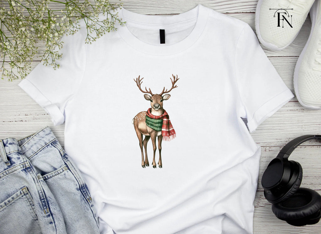 Festive Reindeer with Green Scarf Clipart Bundle