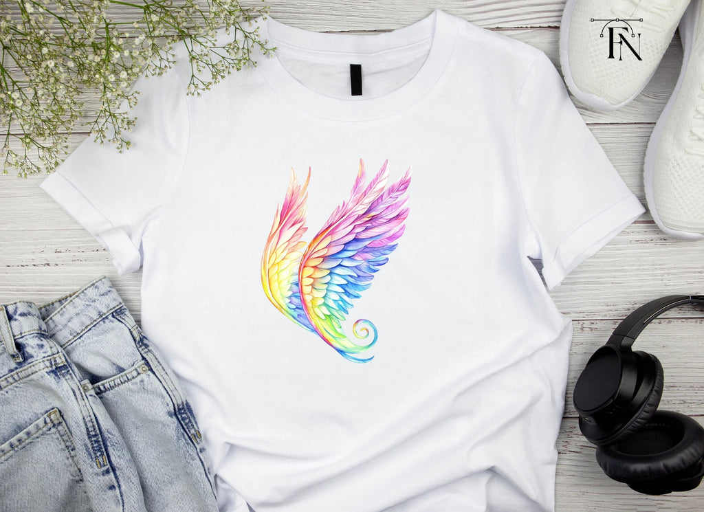 Vibrant Rainbow Angel Wings Clipart Bundle