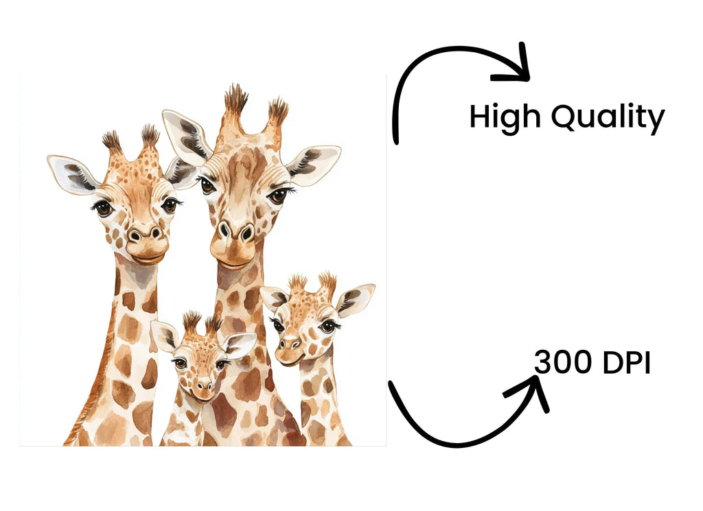 Cute Giraffe Family Clipart Bundle