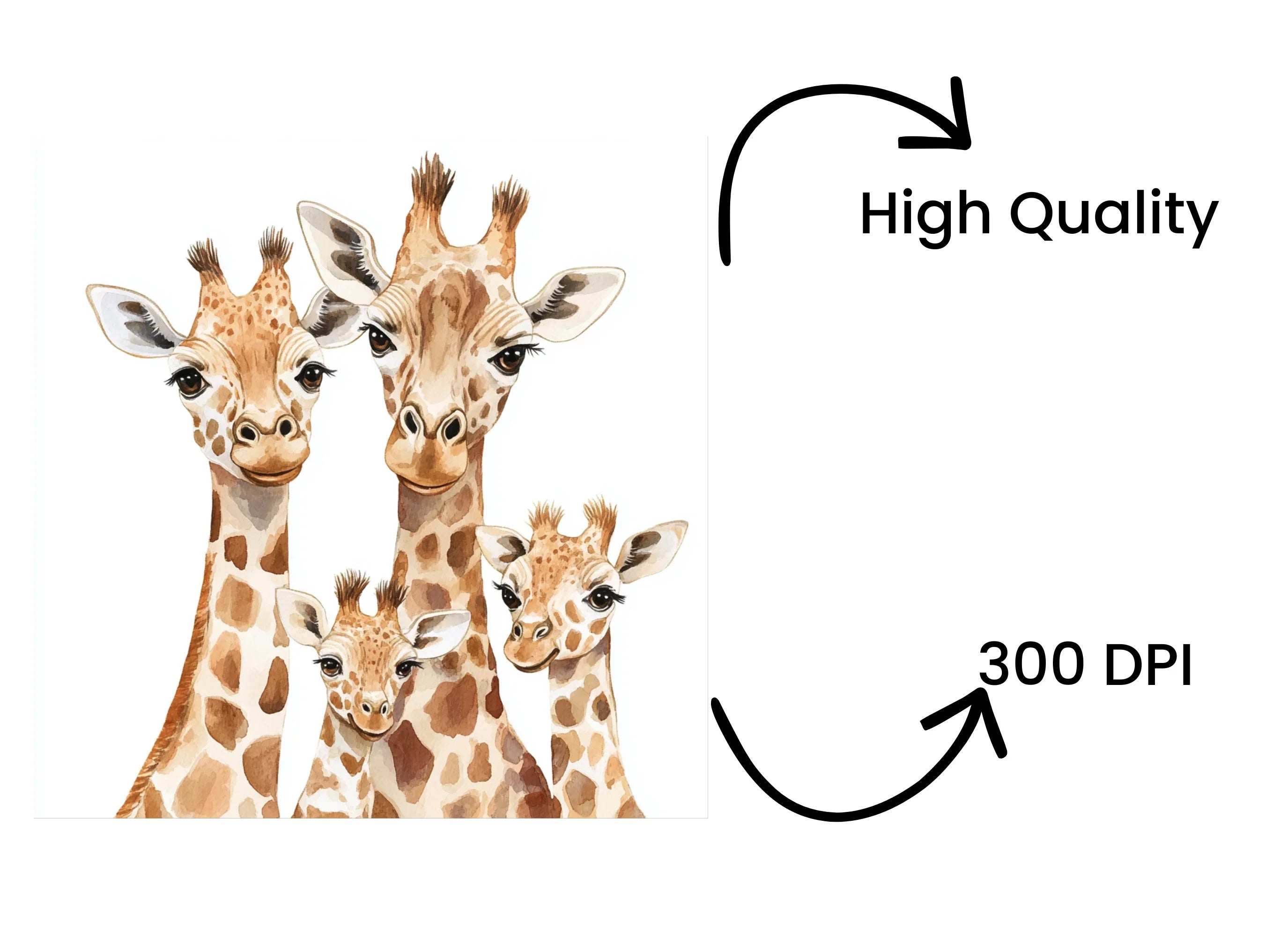 Cute Giraffe Family Clipart Bundle