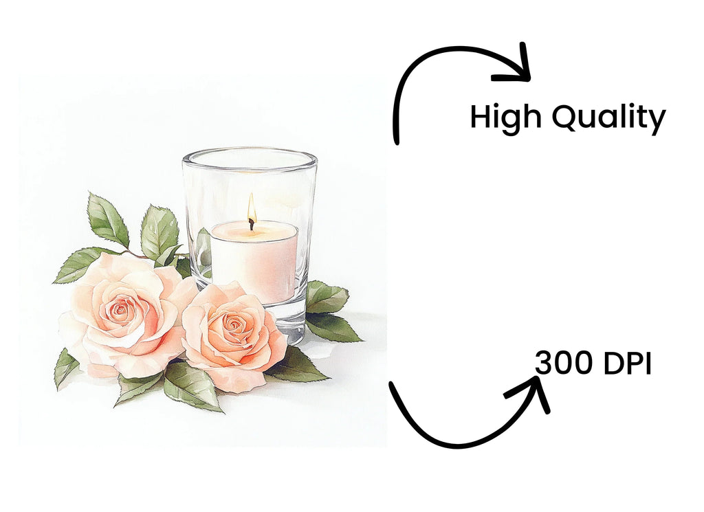 Romantic Rose Candle Clipart Bundle