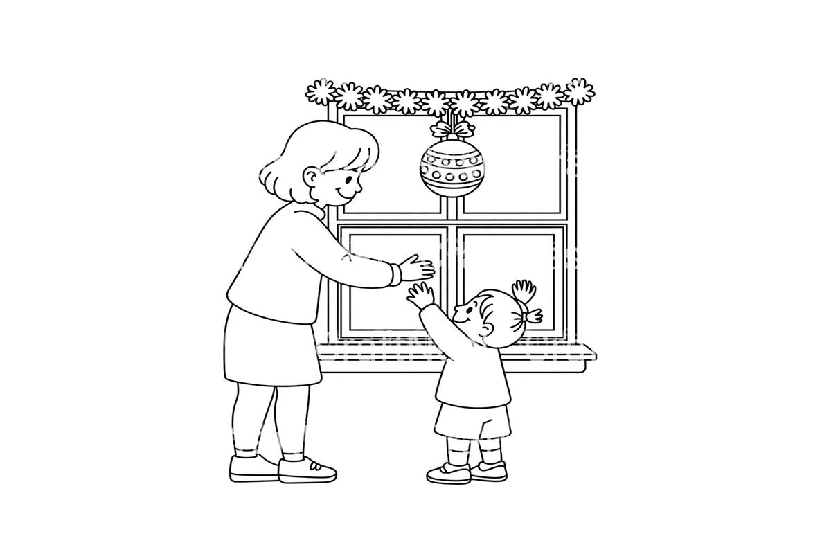 Mother and Child Decorating Window Coloring Books