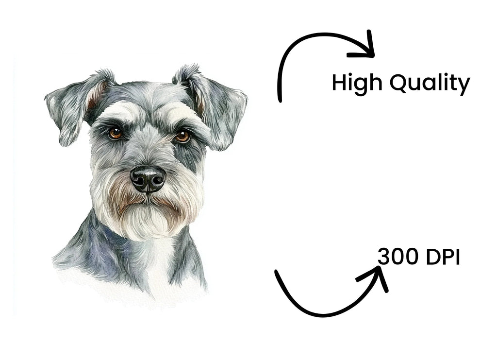 Miniature Schnauzer Face Clipart Bundle