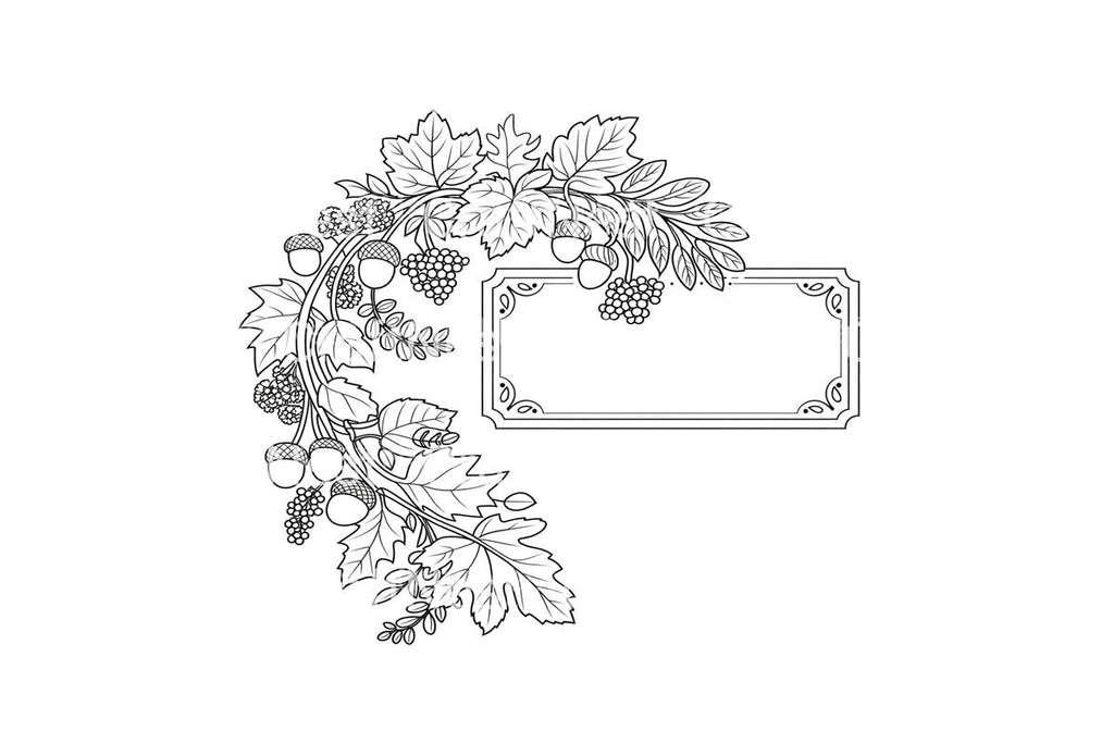 Autumn Leaves and Berries Frame Coloring Books