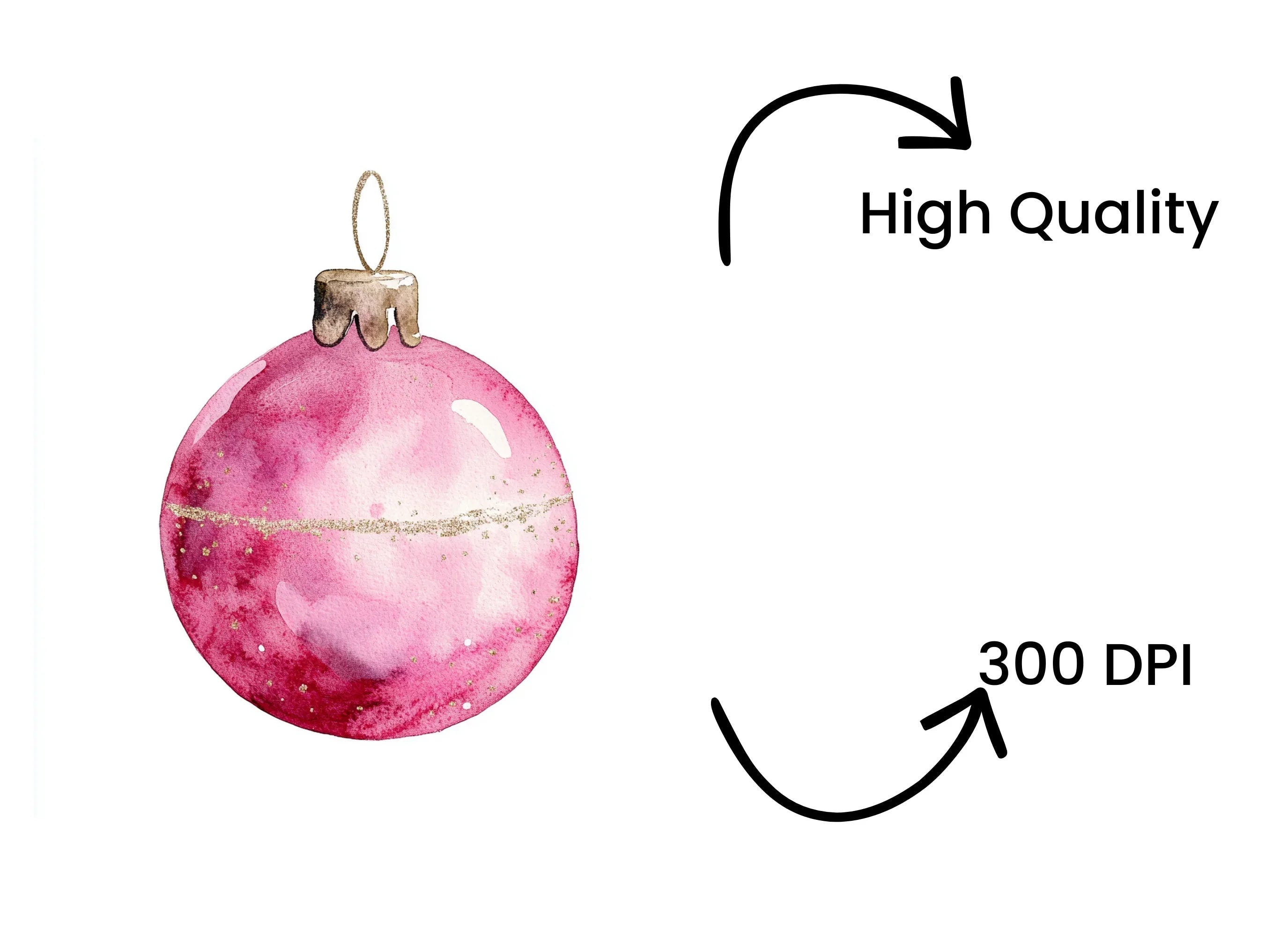 Pink Christmas Ornament Clipart Bundle