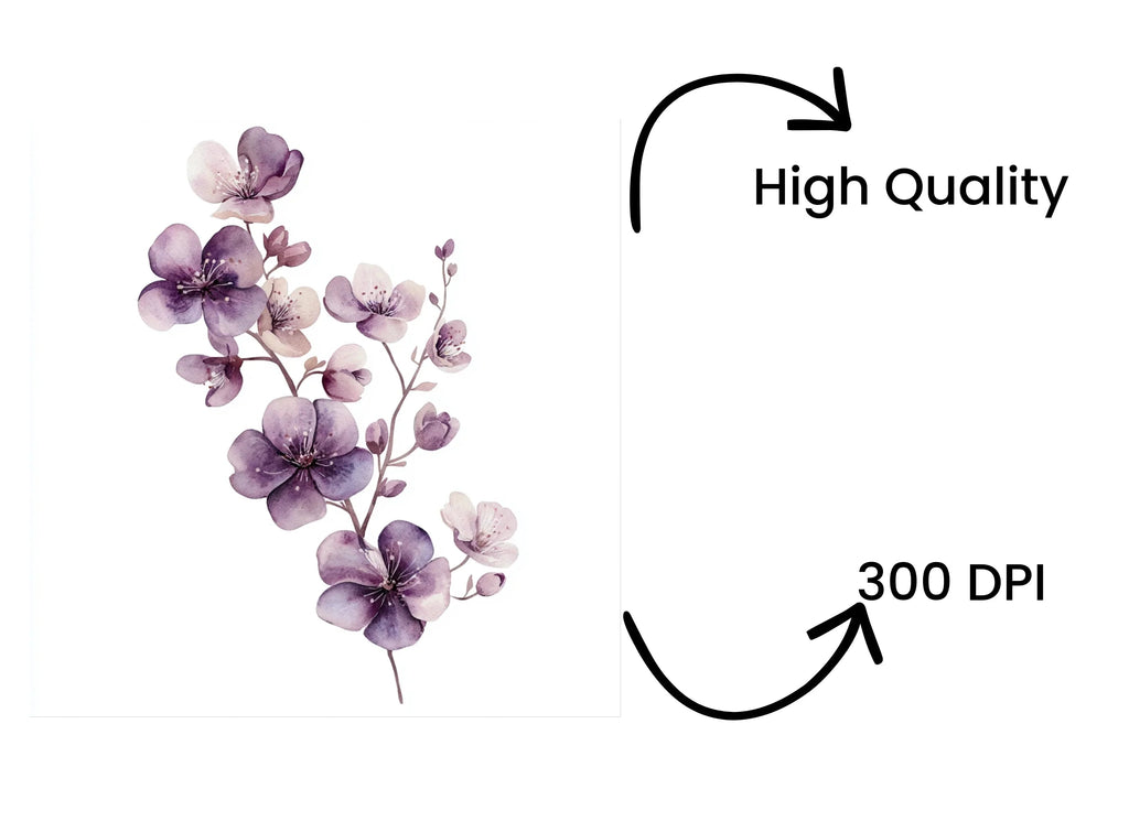 Purple Cherry Blossom Clipart Bundle