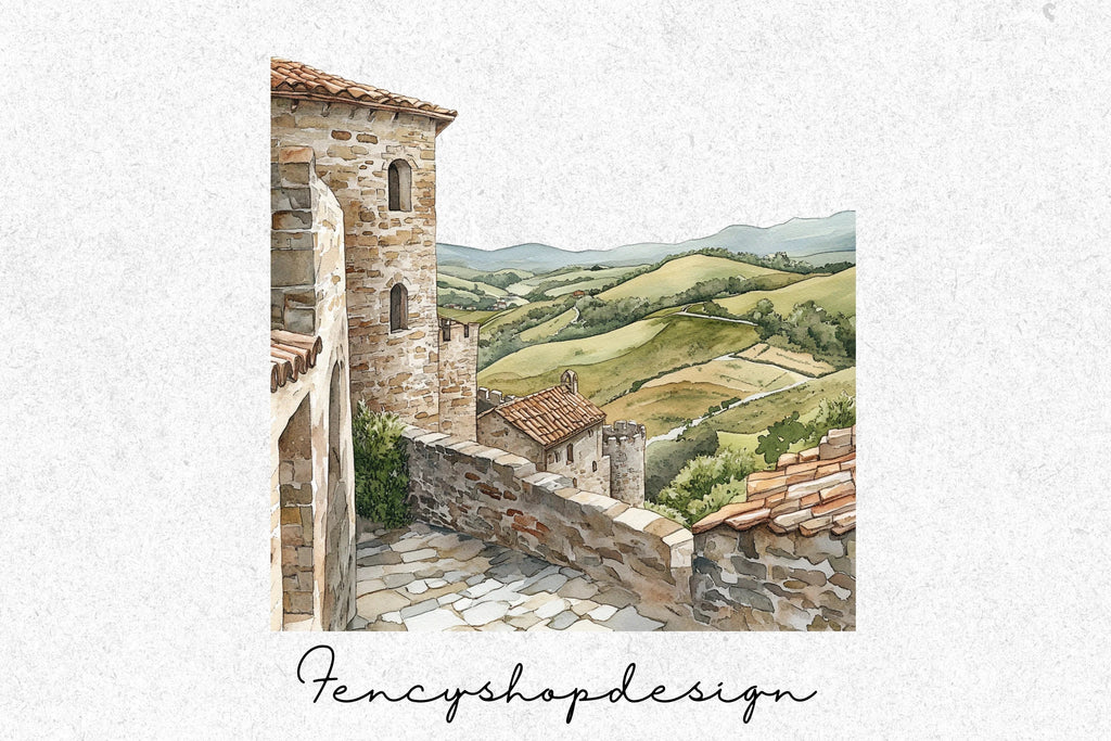 European Village Landscape Clipart Bundle