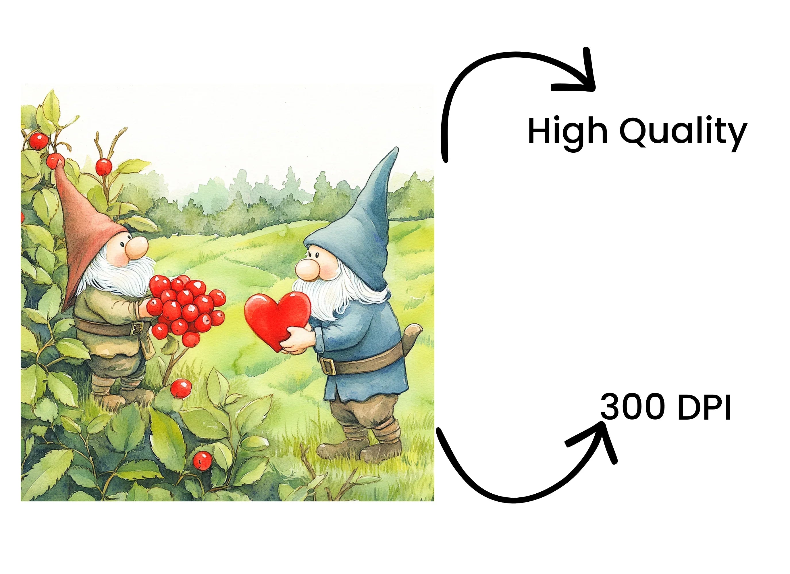 Gnomes with Red Berries Clipart Bundle