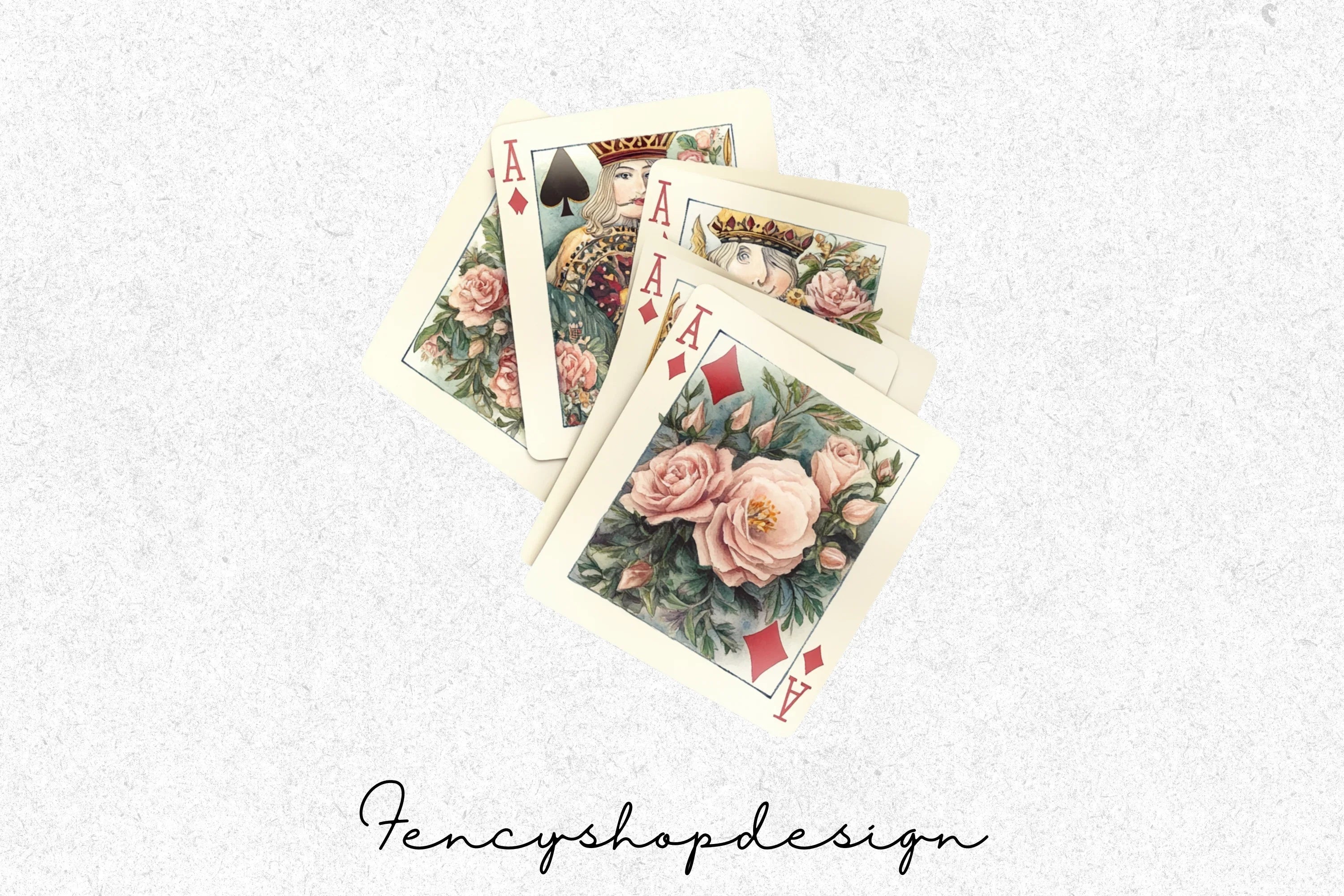Vintage Floral Playing Cards Clipart Bundle