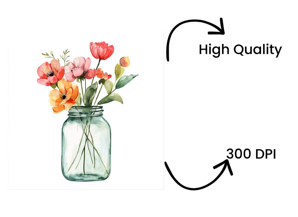 Wildflower Mason Jar Clipart Bundle