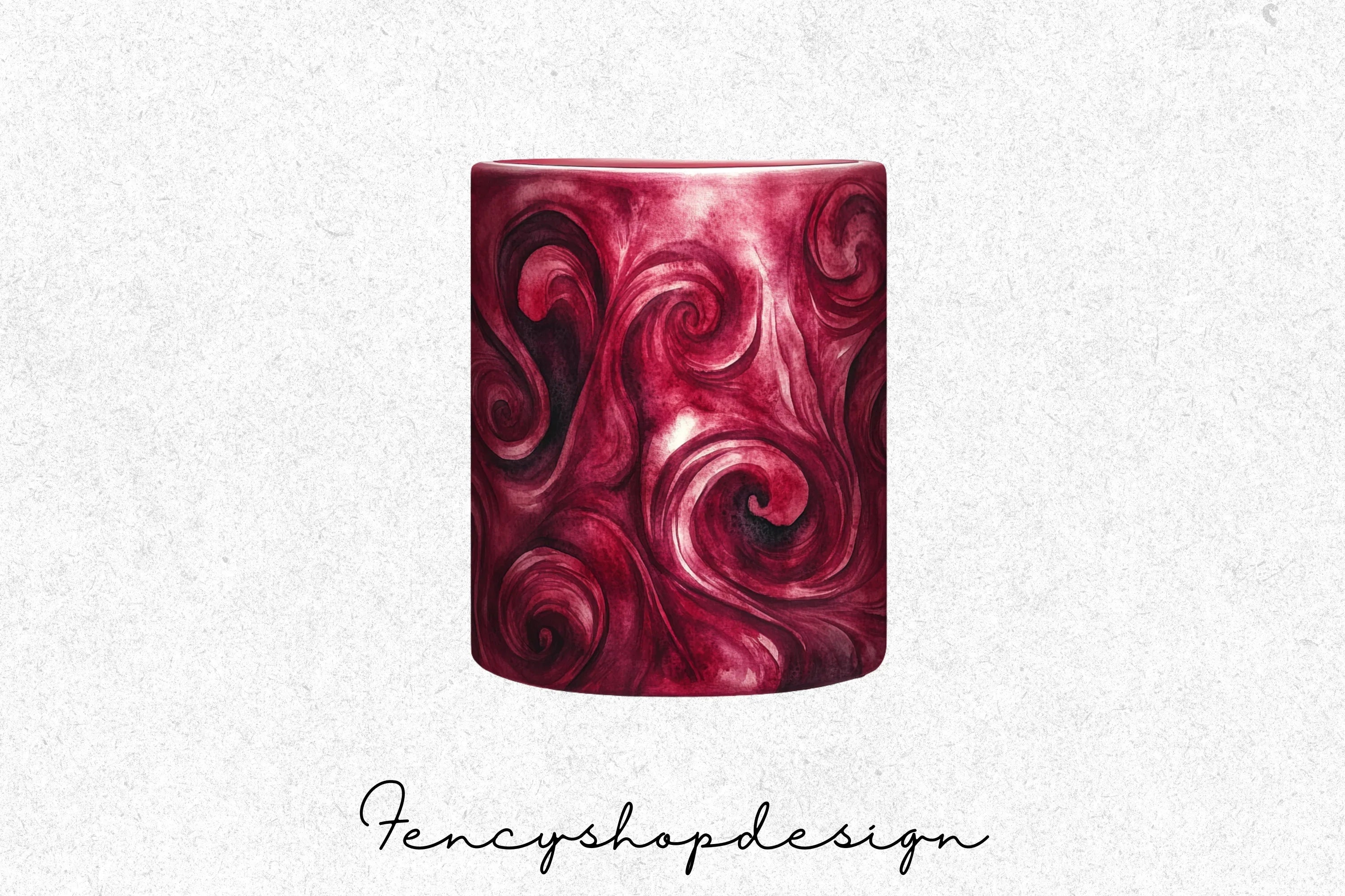 Red Marble Swirl Textured Mugs Clipart Bundle
