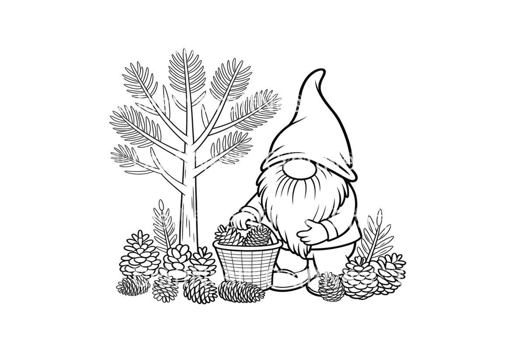Gnome Pinecone Gathering Coloring Books