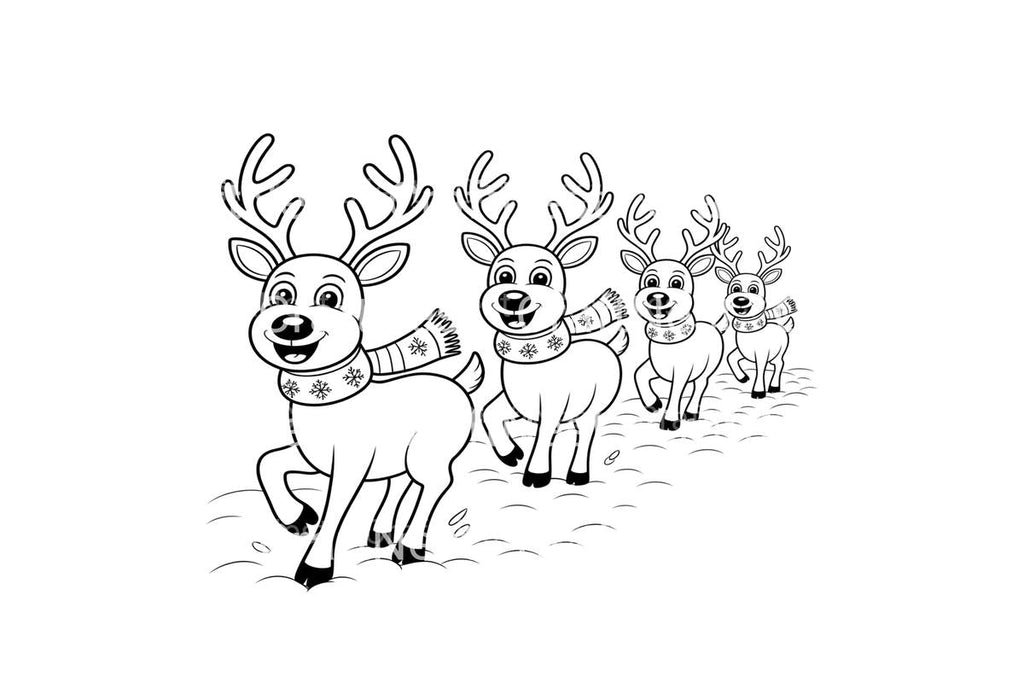 Cute Reindeer Winter Scene Coloring Books