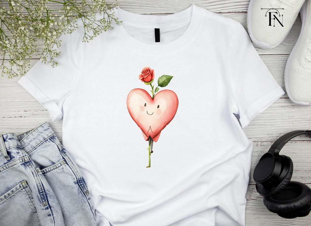 Whimsical Heart with Roses Clipart Bundle