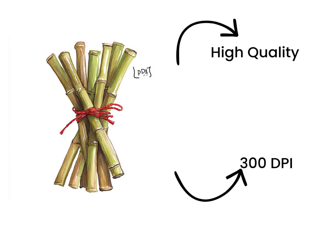 Bamboo Sticks with Red String Clipart Bundle