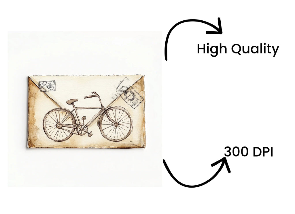 Vintage Bicycle Mail Clipart Bundle