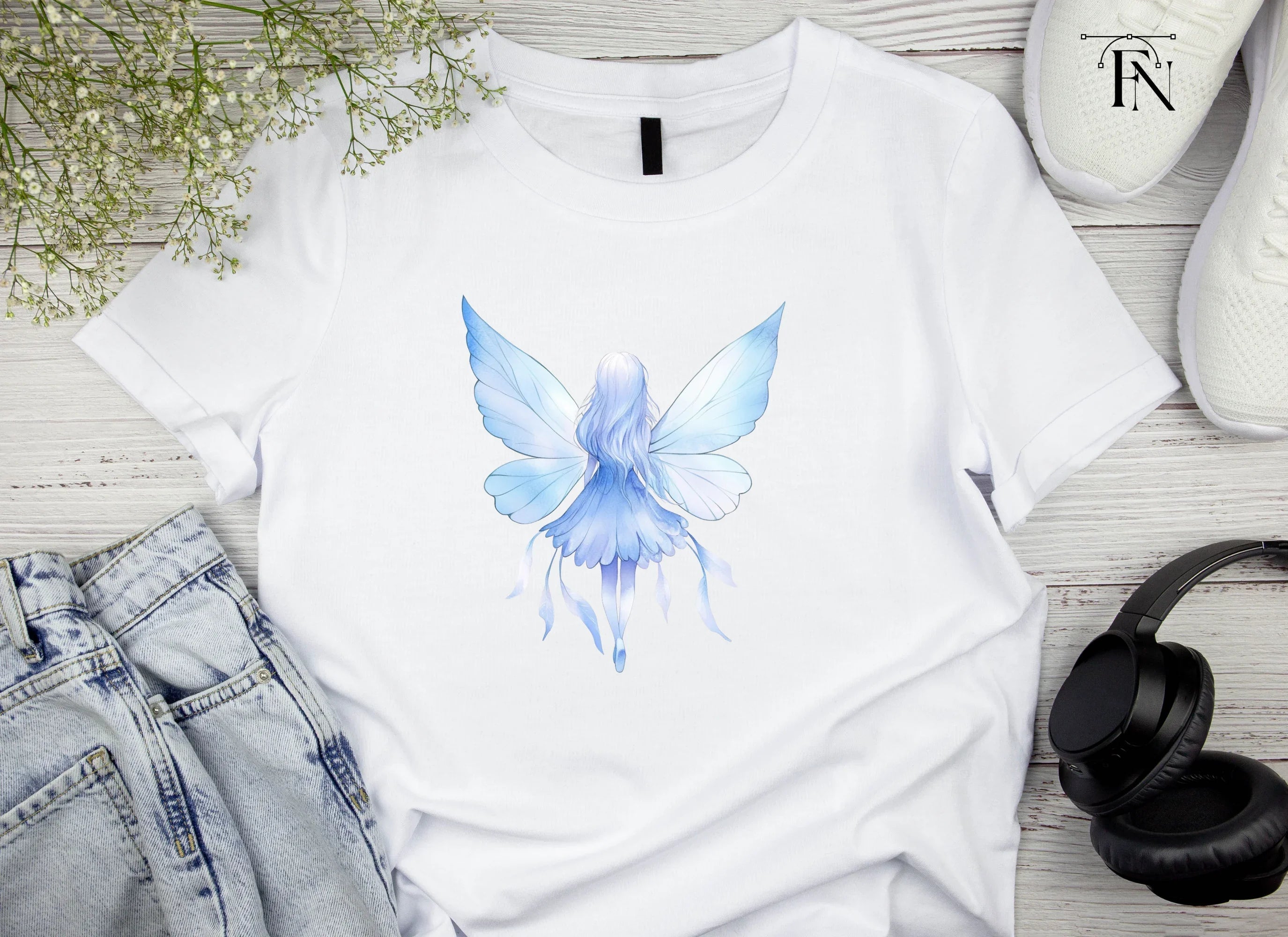 Enchanting Blue Fairy with Wings Clipart Bundle