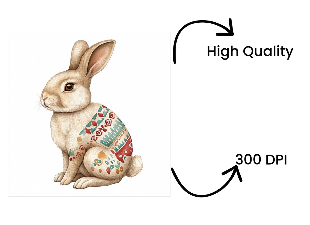 Boho Chic Rabbit Clipart Bundle