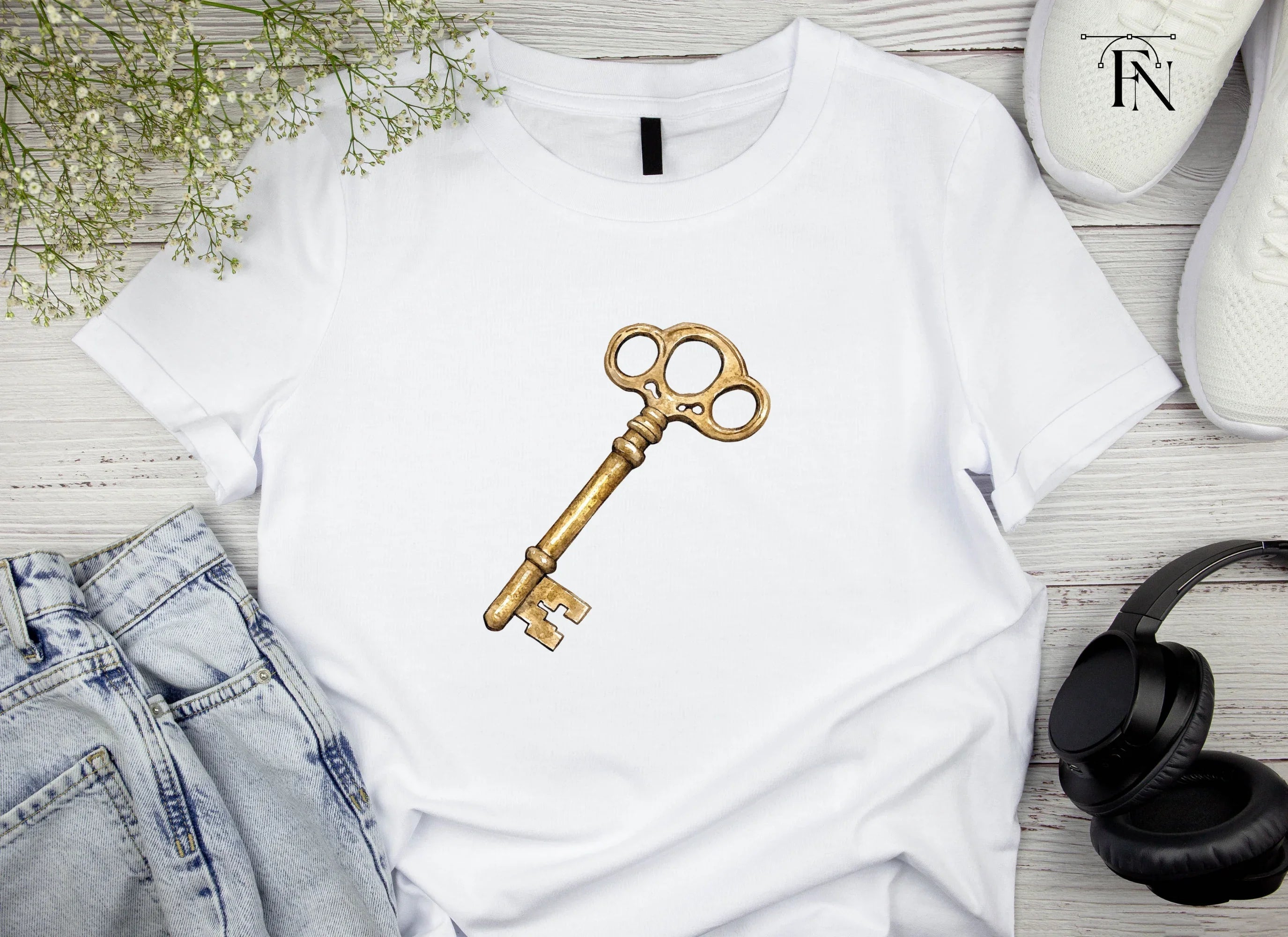 Ornate Golden Antique Key Clipart Bundle