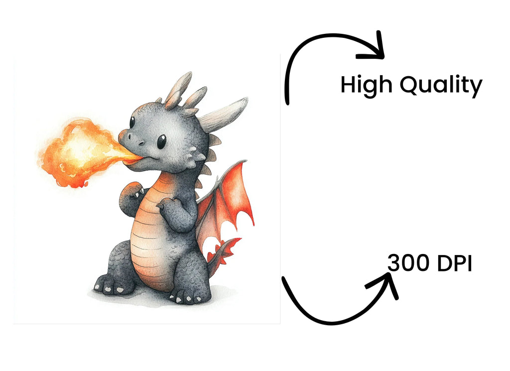 Cute Baby Dragon Fire Breathing Clipart Bundle
