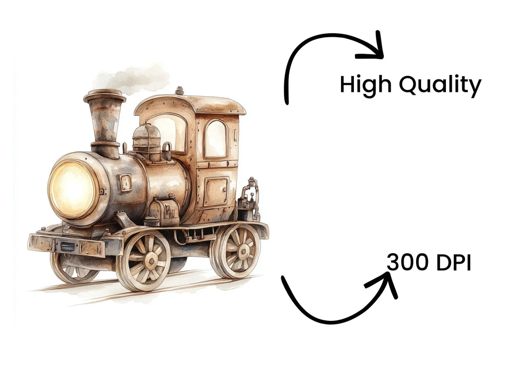 Cute Cartoon Train Clipart Bundle
