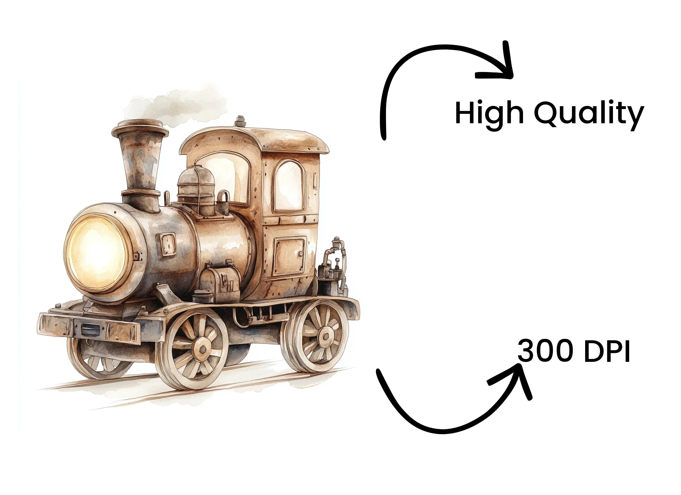 Cute Cartoon Train Clipart Bundle