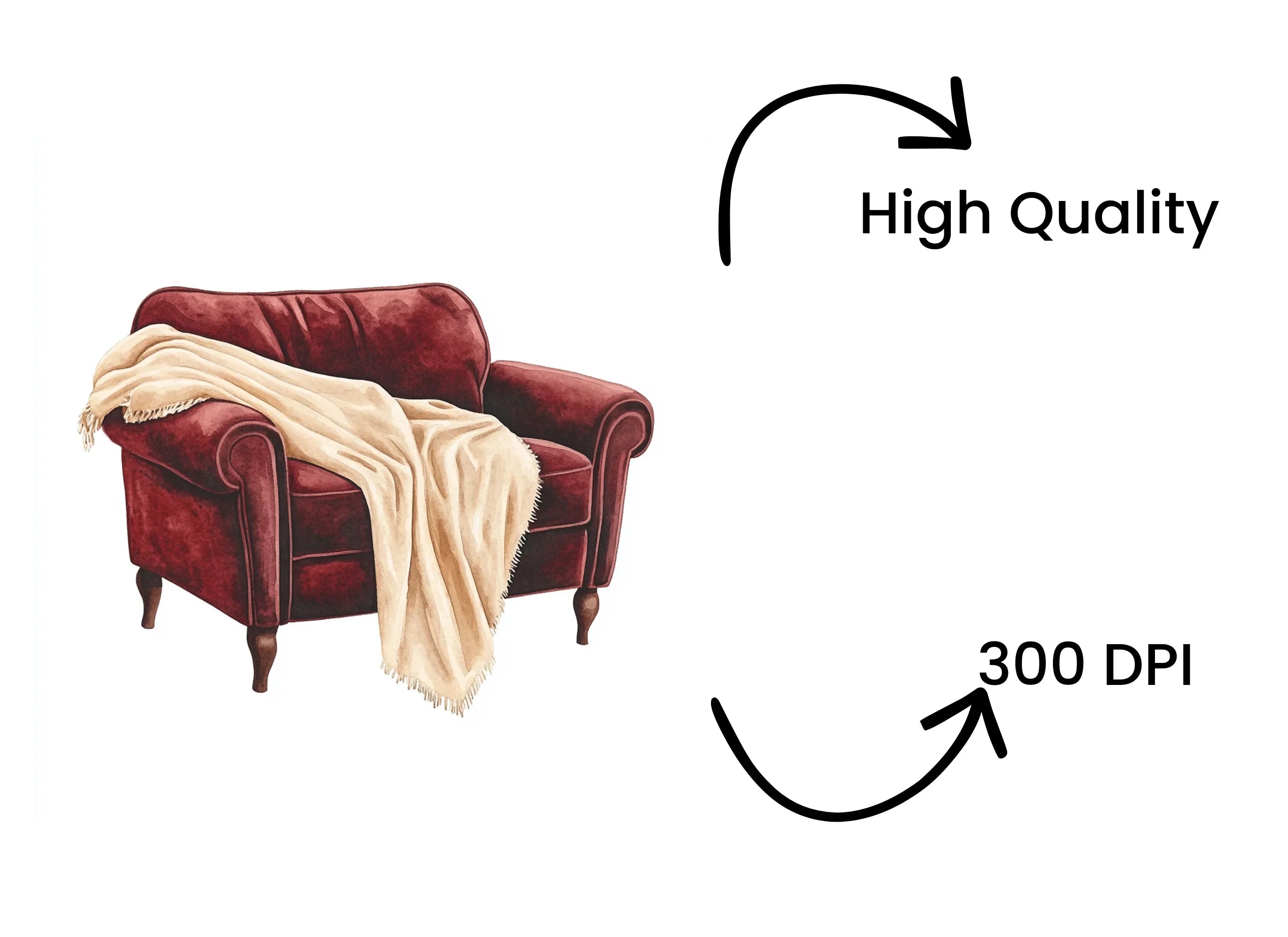 Cozy Armchair with Blanket Clipart Bundle