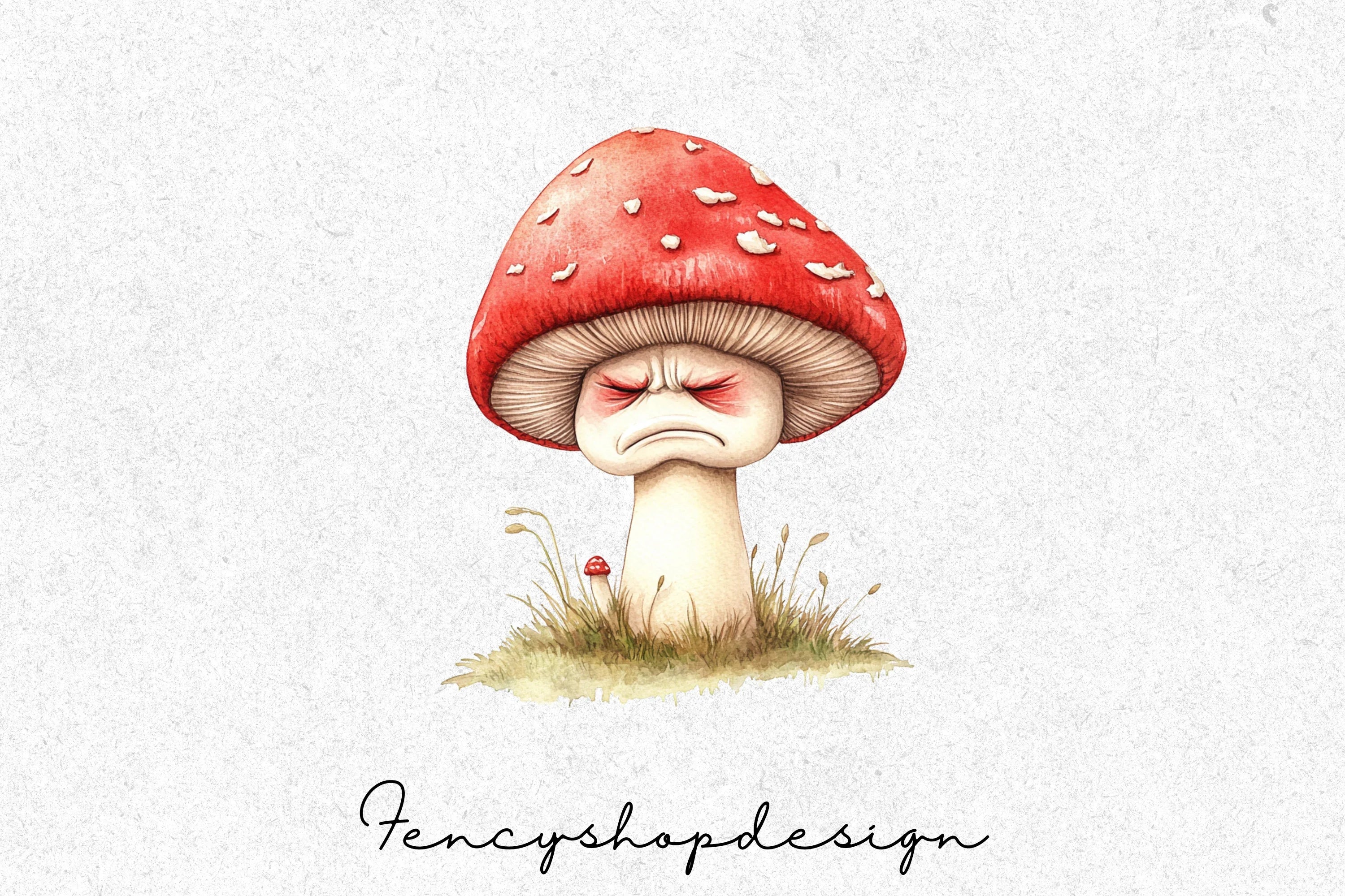 Grumpy Mushroom Clipart Bundle
