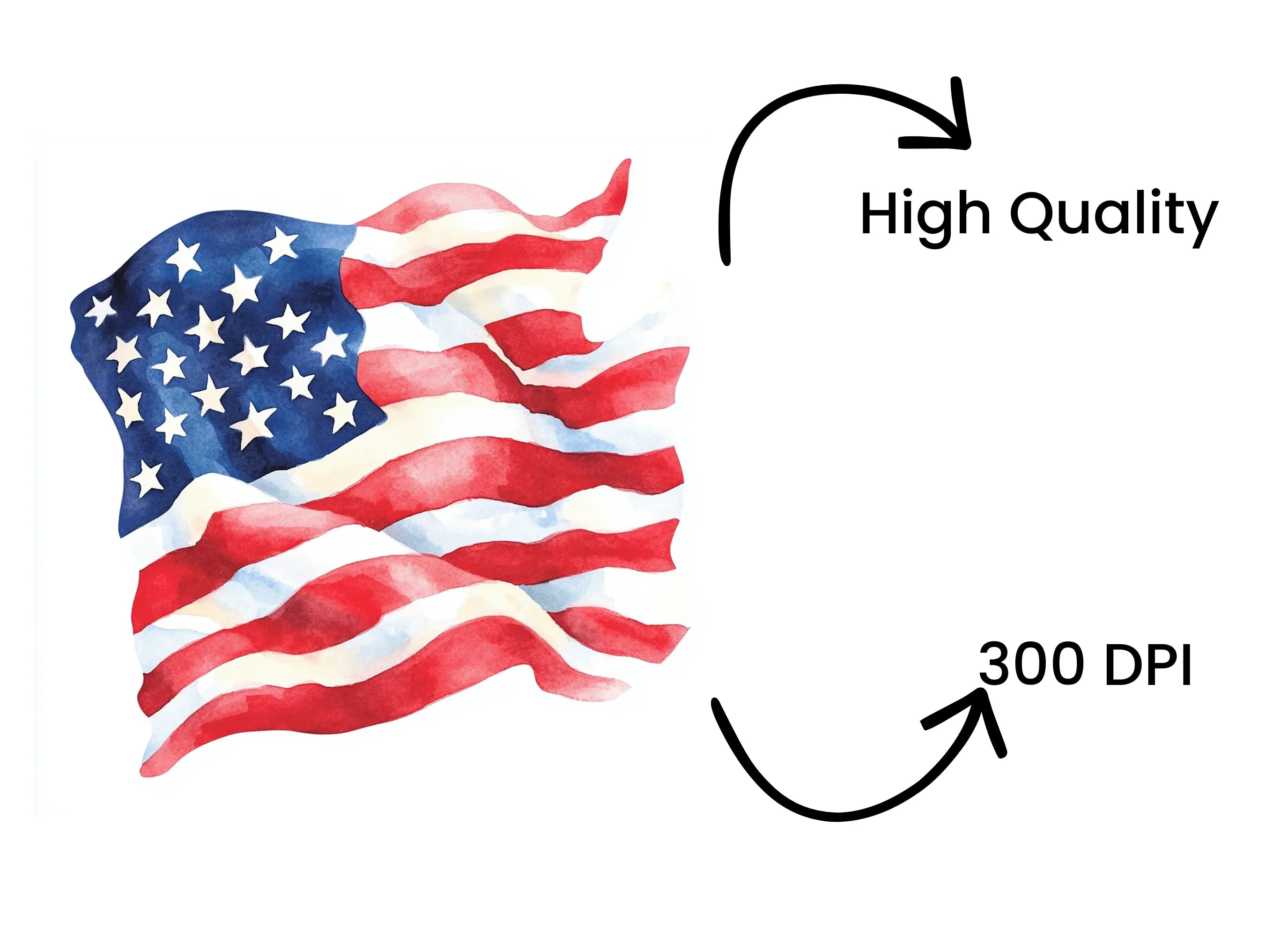 Waving American Flag Clipart Bundle