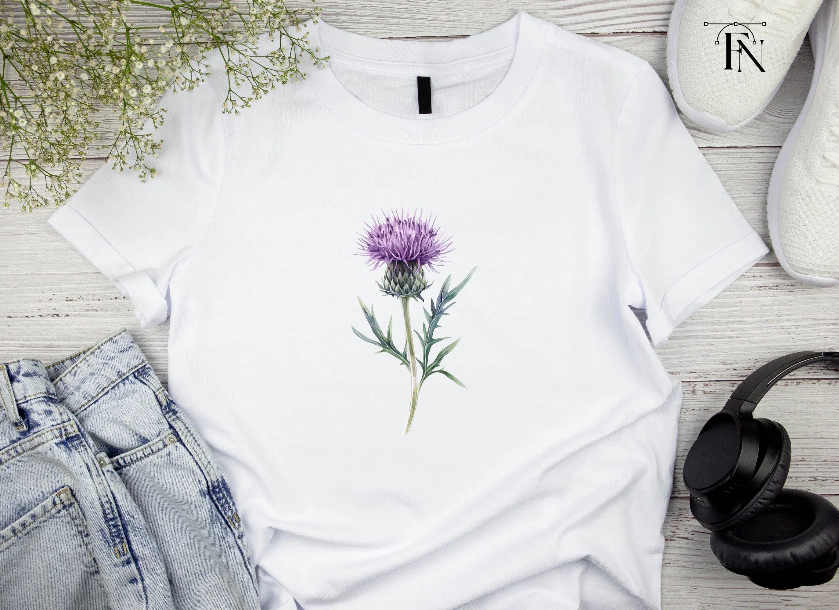 Scottish Thistle Flower Clipart Bundle