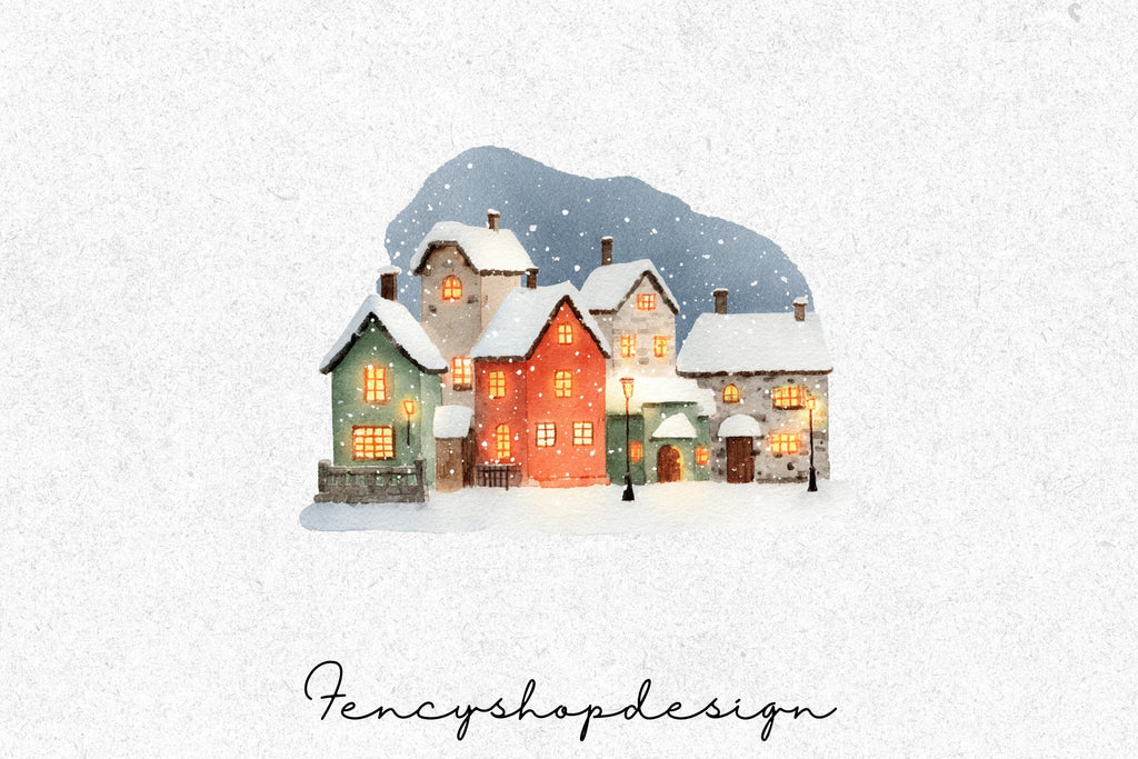 Winter Village Clipart Bundle