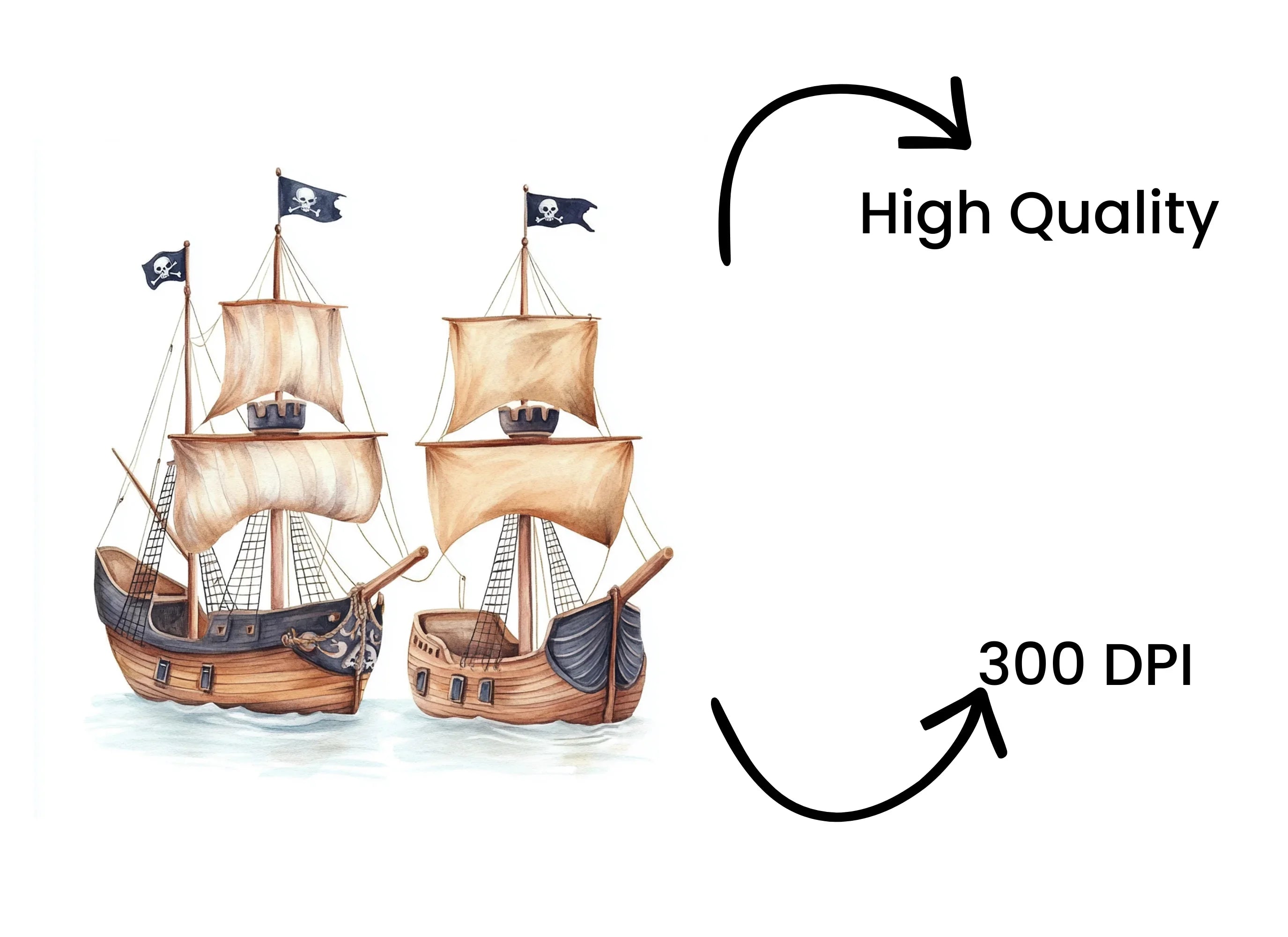 Pirate Ship Clipart Bundle
