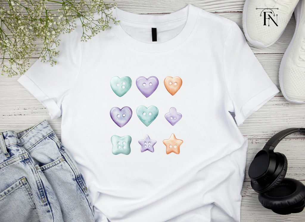 Assorted Pastel Heart and Star Buttons Clipart Bundle