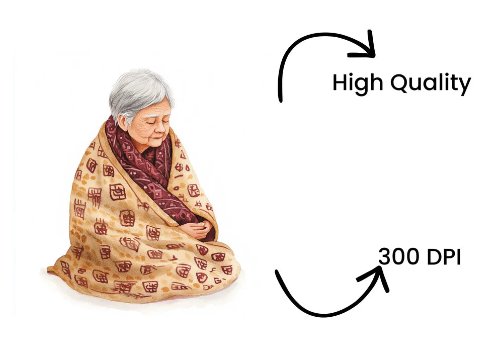 Elderly Woman Wrapped in Blanket Clipart Bundle