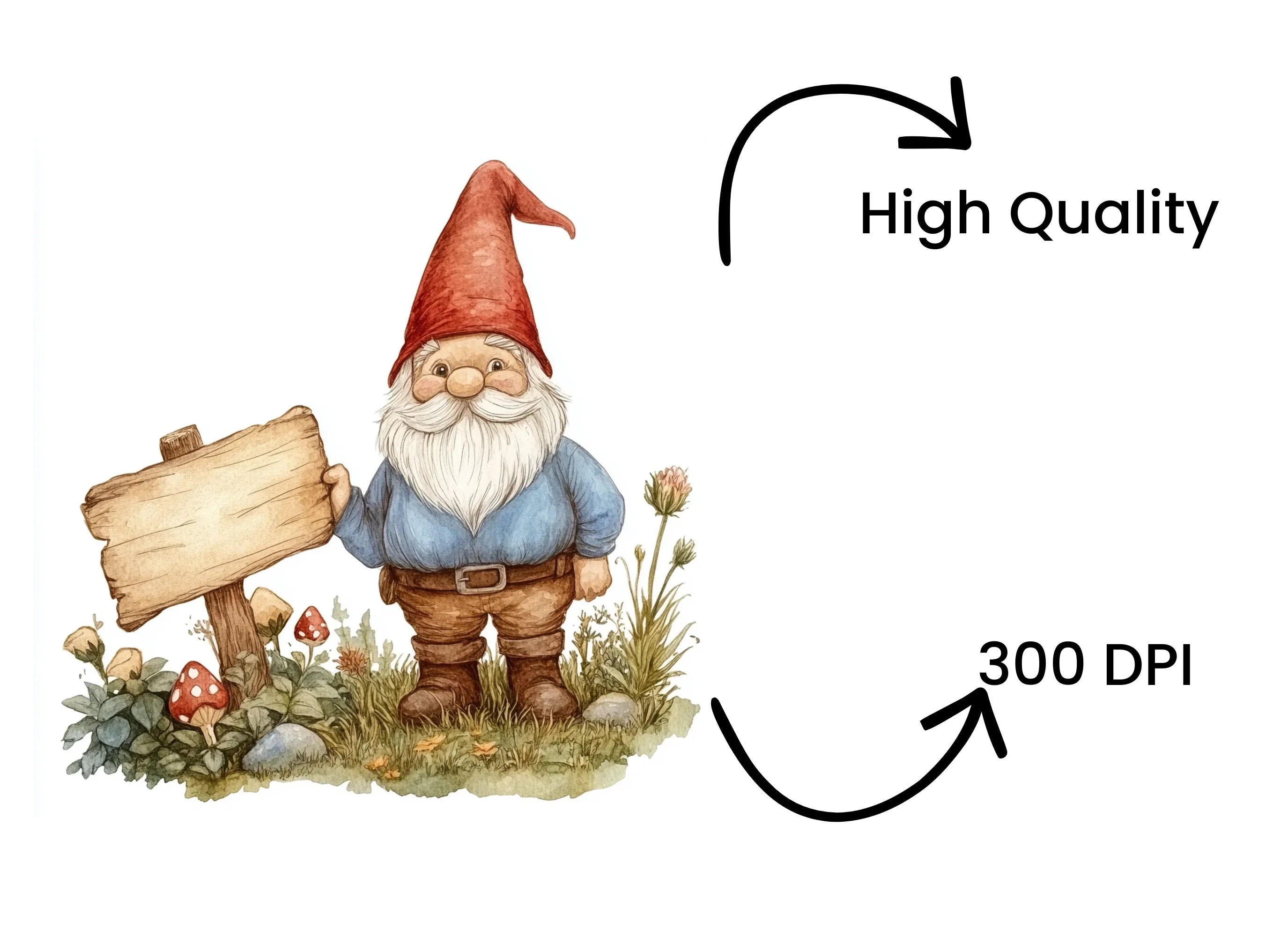 Cute Gnomes with Signs Clipart Bundle