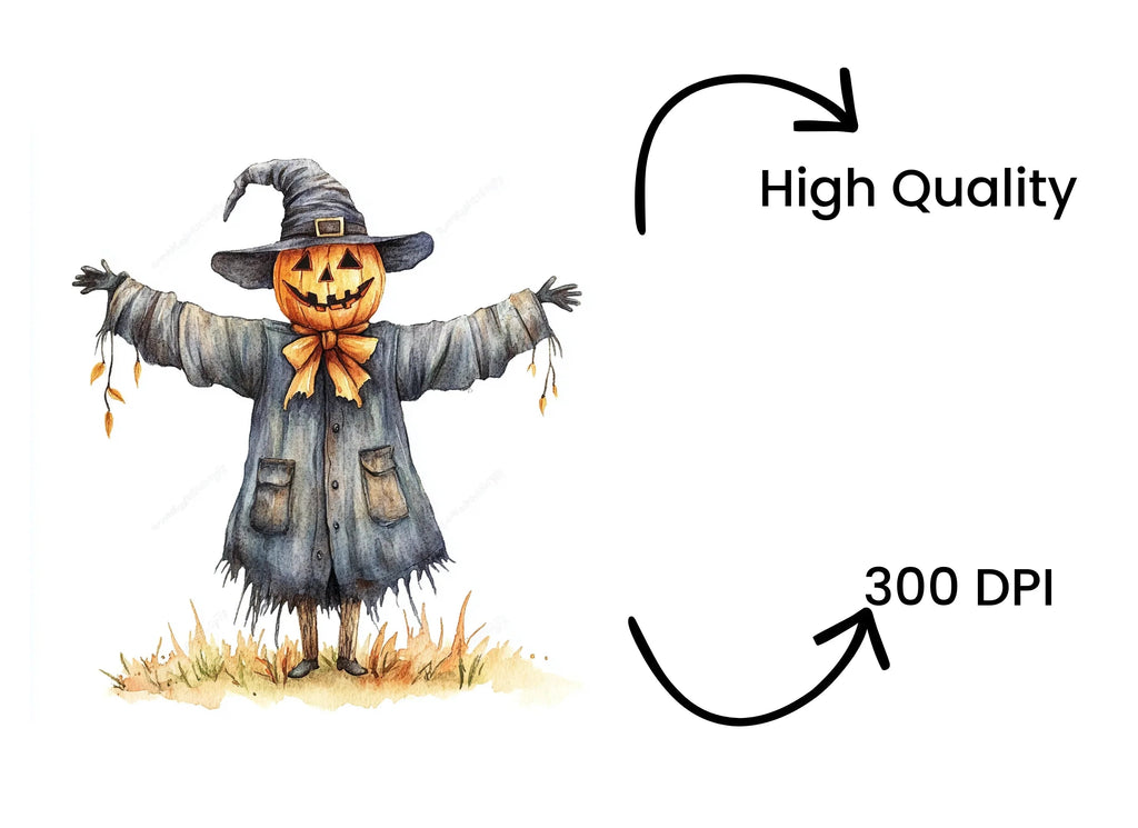Cute Scarecrow Halloween Clipart Bundle