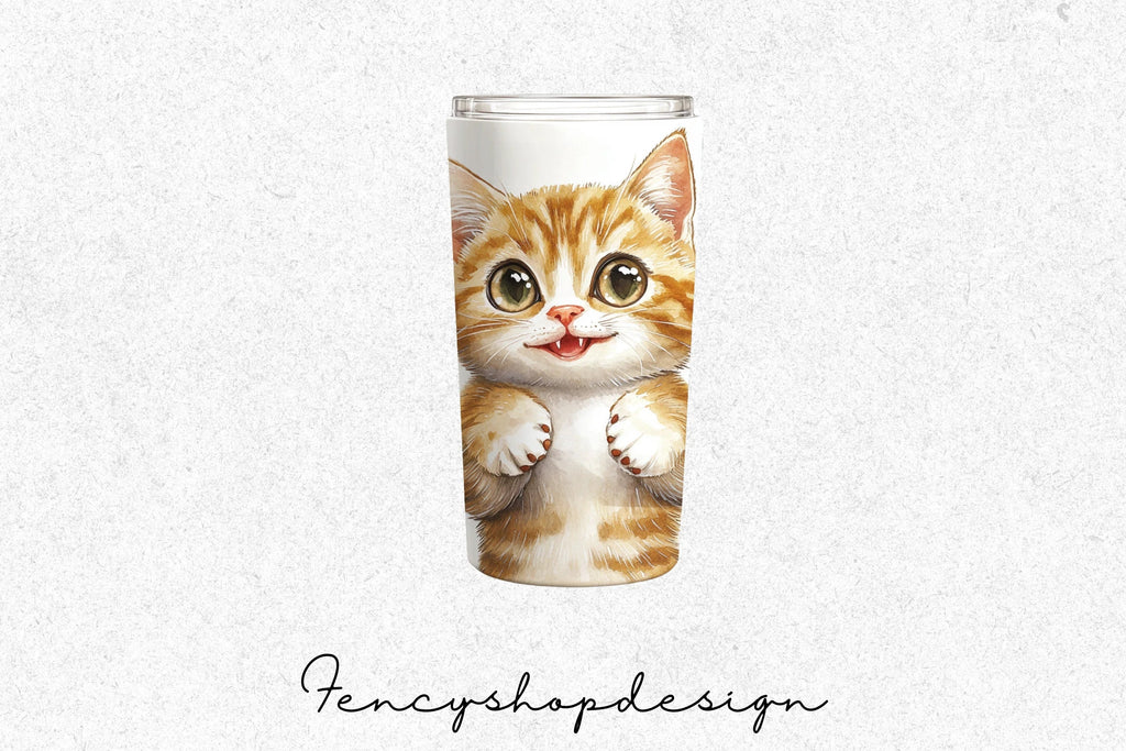 Cute Cat Tumbler Clipart Bundle