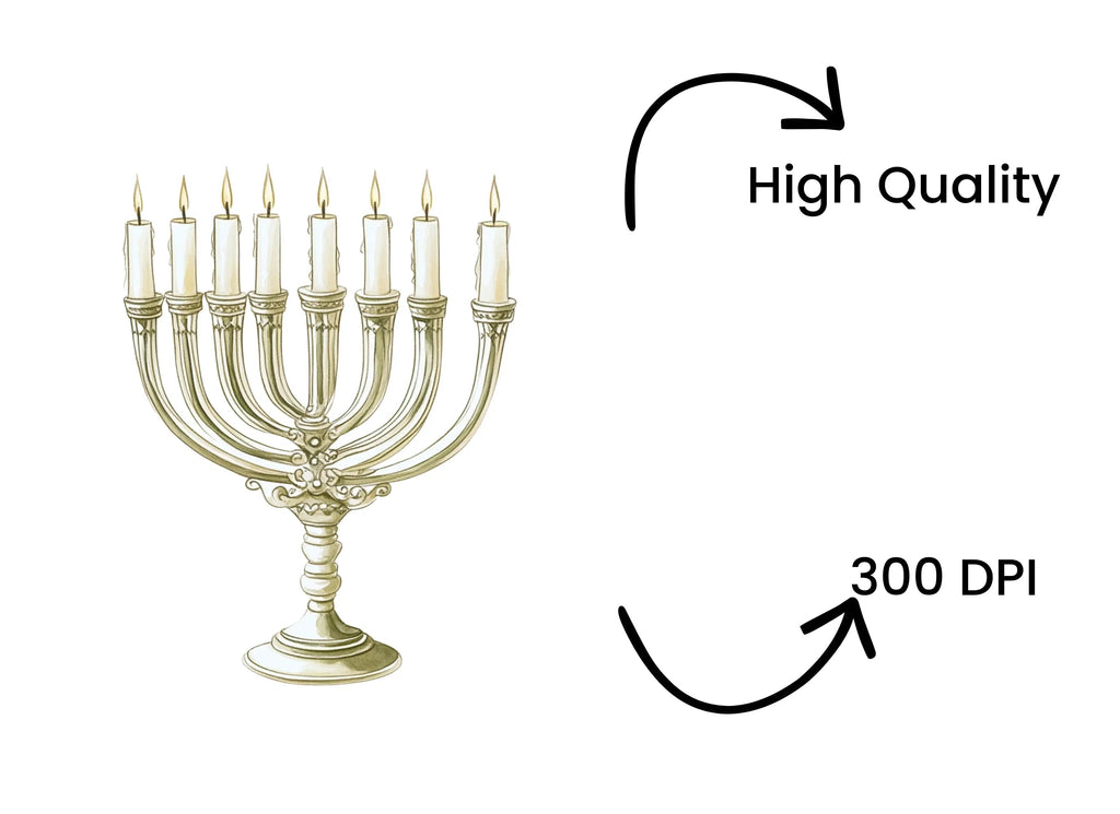 Elegant Hanukkah Menorah Clipart Bundle
