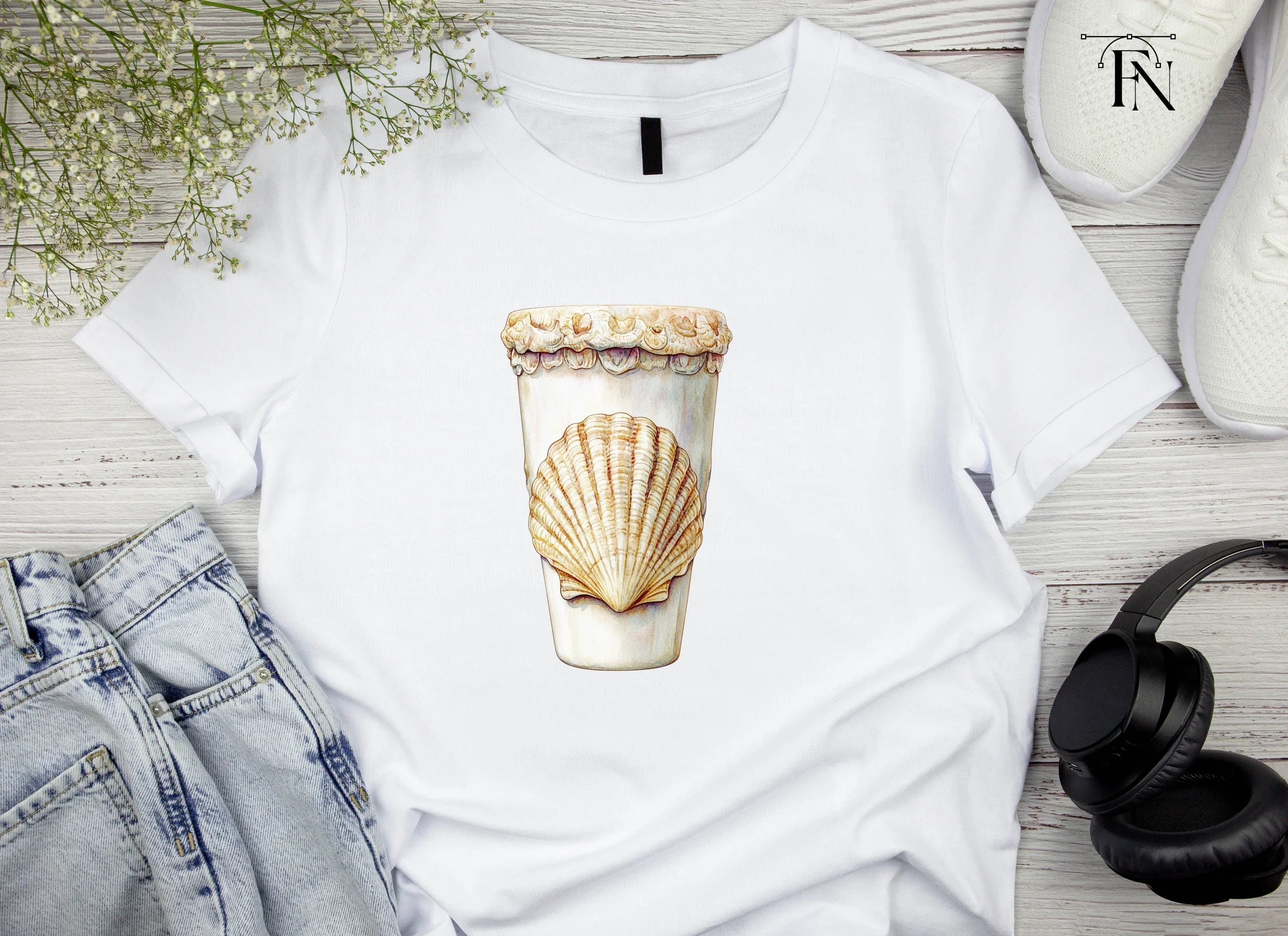 Elegant Seashell Tumbler Clipart Bundle