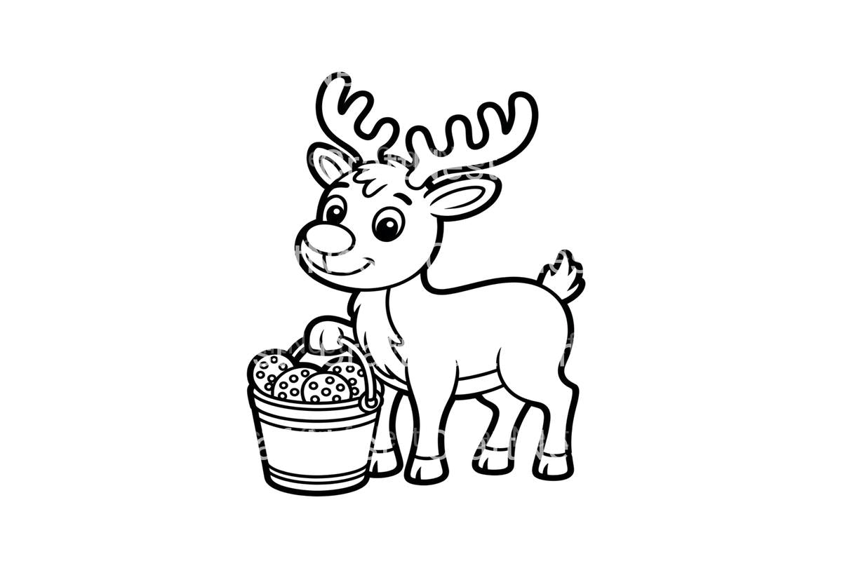 Cute Reindeer with Cookies Coloring Books