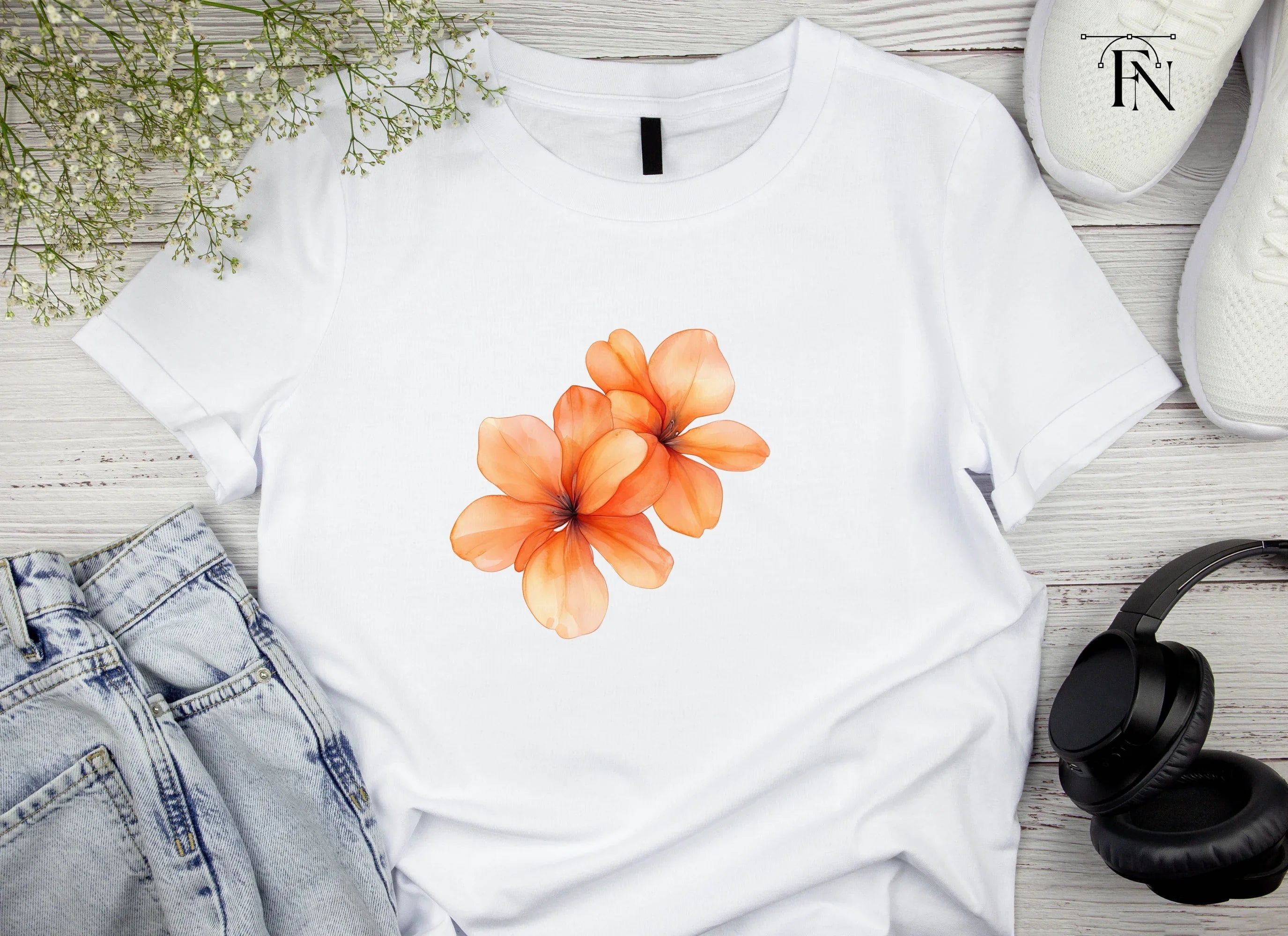 Orange Flower Clusters Clipart Bundle