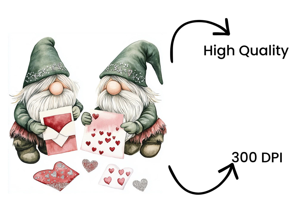 Valentine Gnomes with Hearts Clipart Bundle
