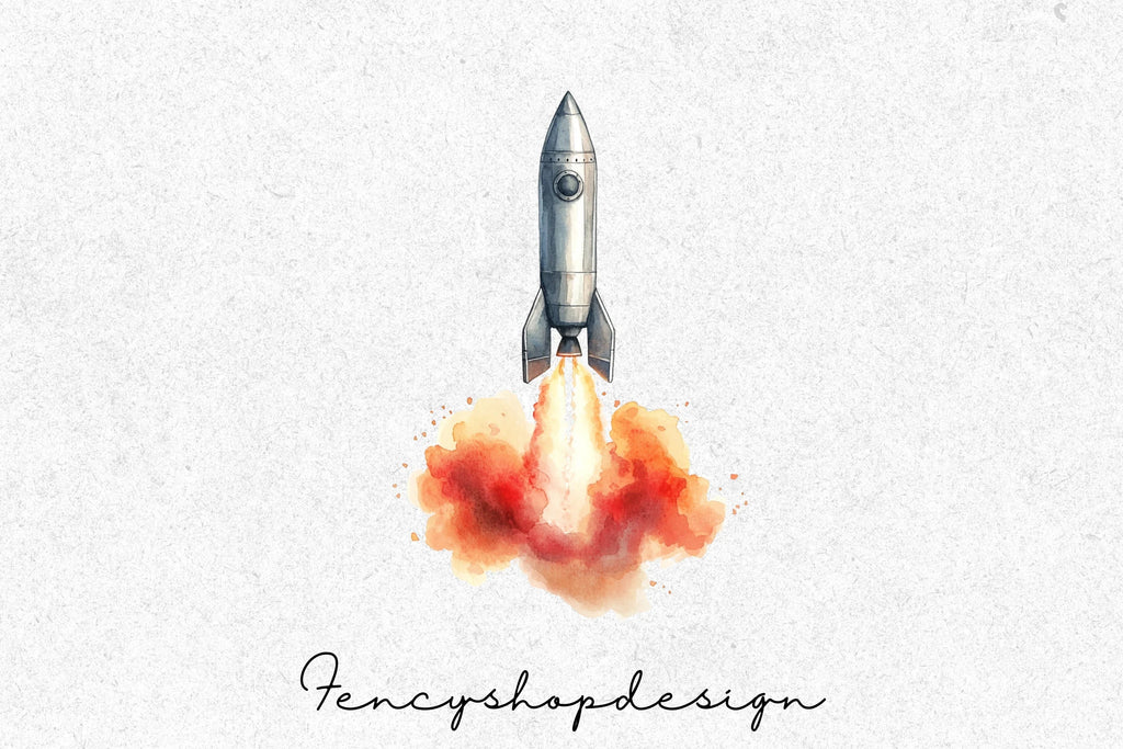 Outer Space Rocket and Alien Clipart Bundle