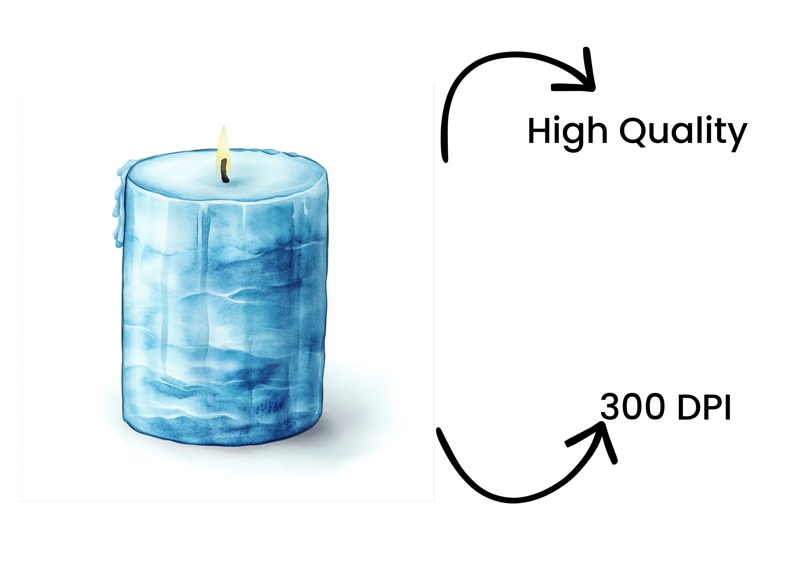 Ocean Wave Blue Candle Clipart Bundle